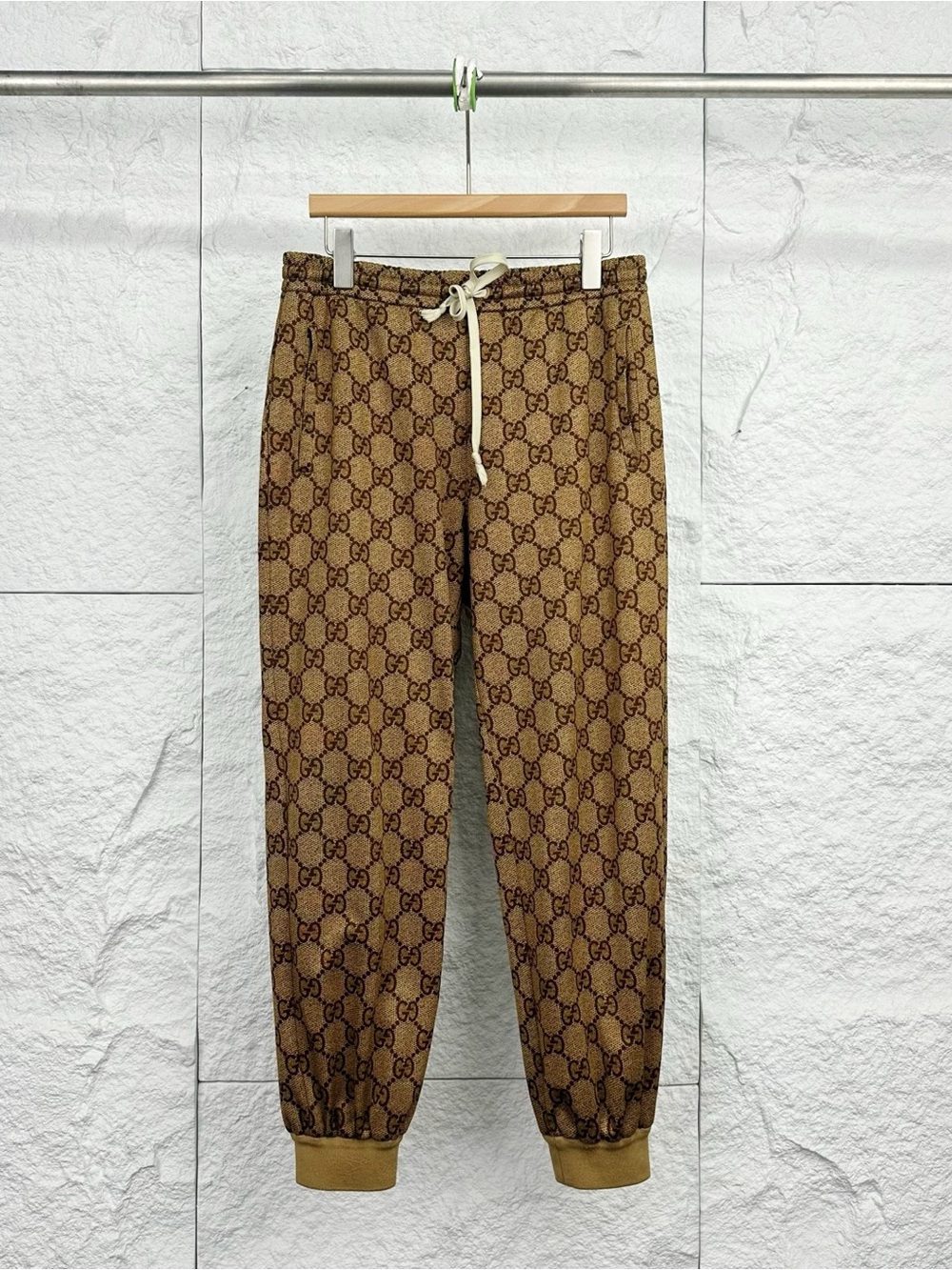 🚩steal Gucci Brown GG Monogram Drawstring Joggers